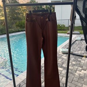 J. Crew faux leather Women's cognac Flare Jeans